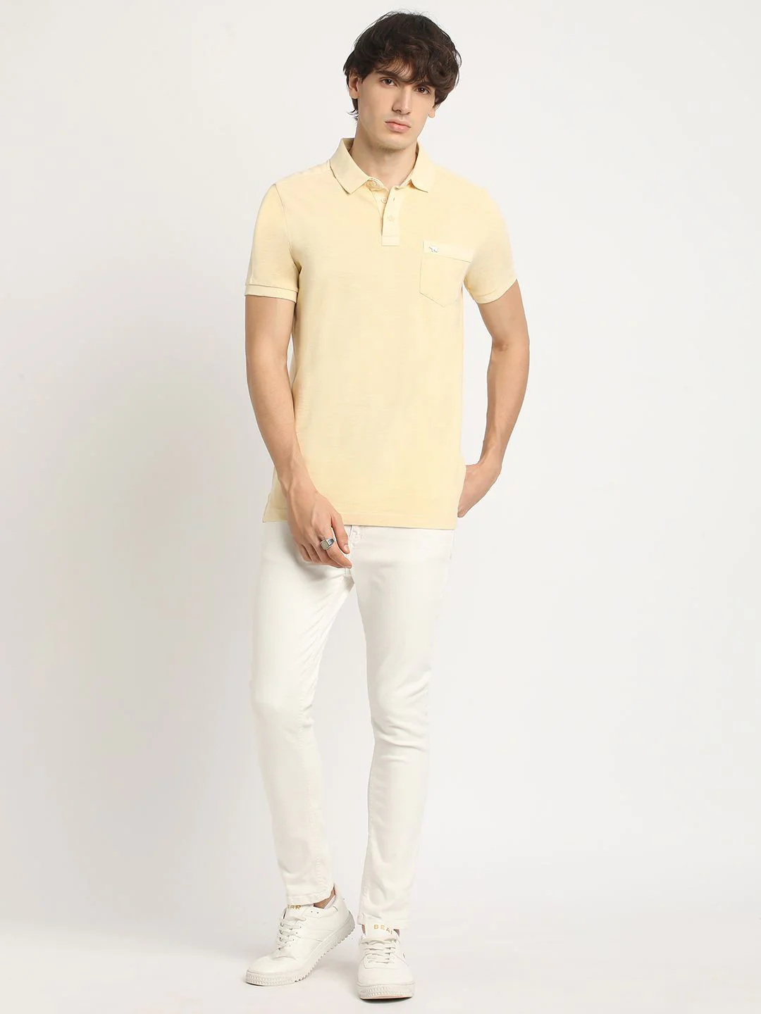 THE BEAR HOUSE Men's Solid Regular Fit Polo T-shirt - Image 6