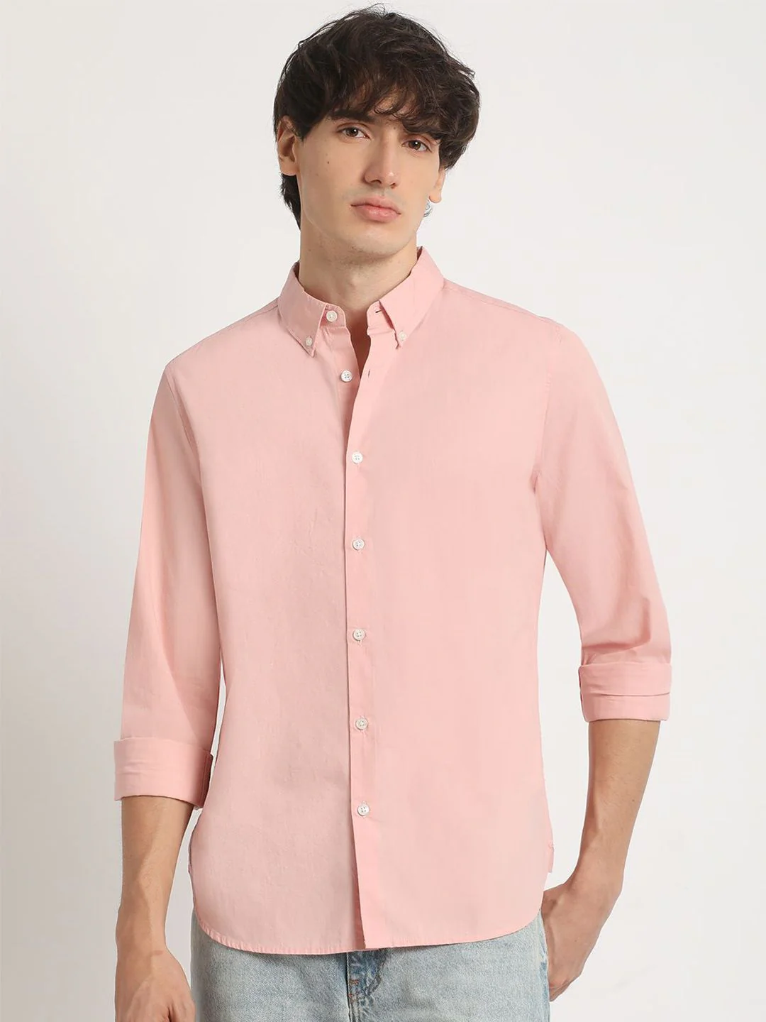 THE BEAR HOUSE Men's Solid Slim Fit Casual Shirt - Image 2