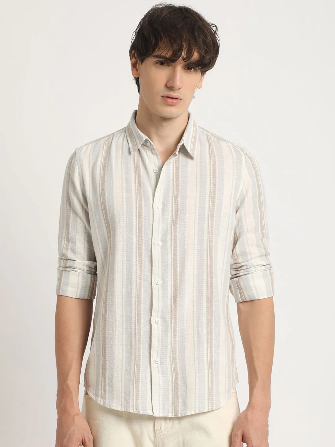 THE BEAR HOUSE Men's Striped Slim Fit Casual Shirt - Image 2