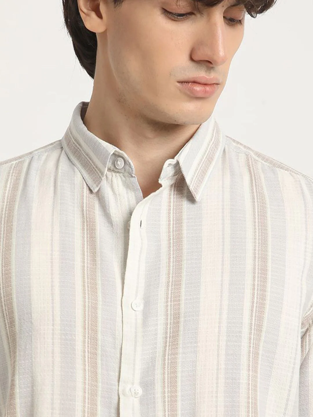 THE BEAR HOUSE Men's Striped Slim Fit Casual Shirt - Image 3