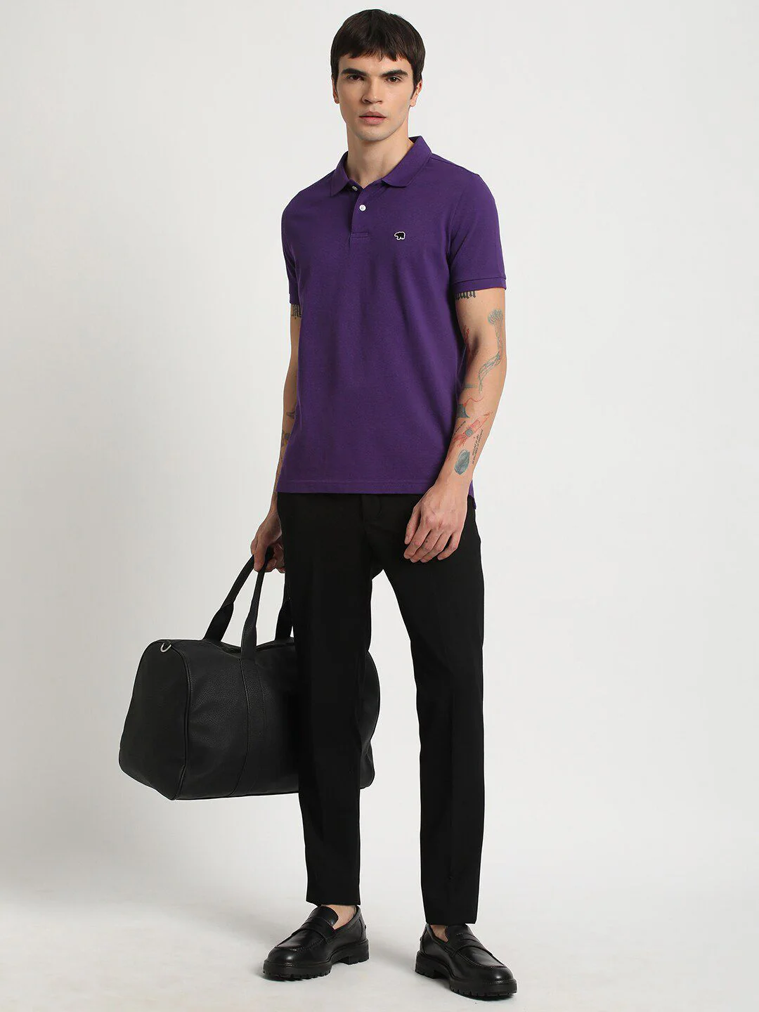THE BEAR HOUSE Polo Collar Pure Cotton Slim Fit T-shirt - Image 4