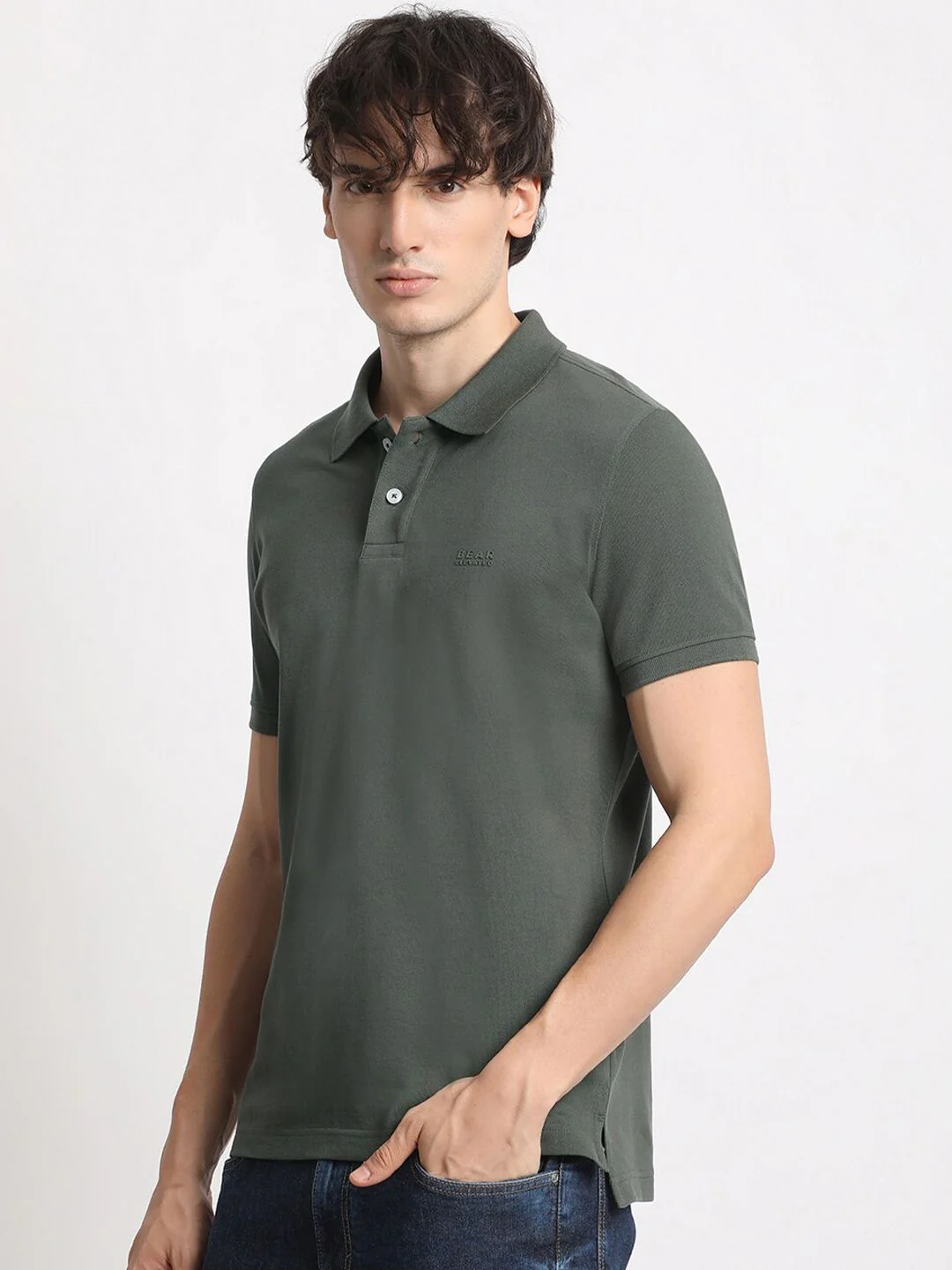 THE BEAR HOUSE Polo Collar Pure Cotton Slim Fit T-shirt - Image 3
