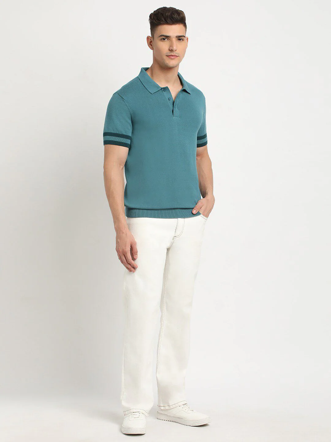 THE BEAR HOUSE Polo Collar Short Sleeves Cotton T-shirt - Image 6