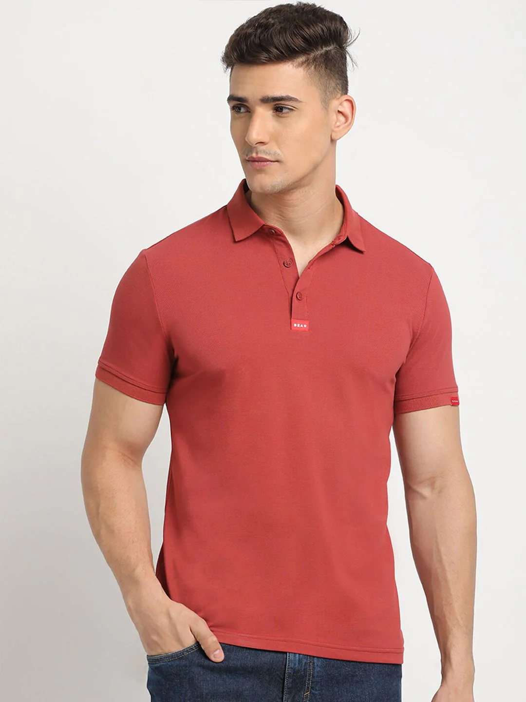 THE BEAR HOUSE Polo Collar Short Sleeves Slim Fit T-shirt - Image 2