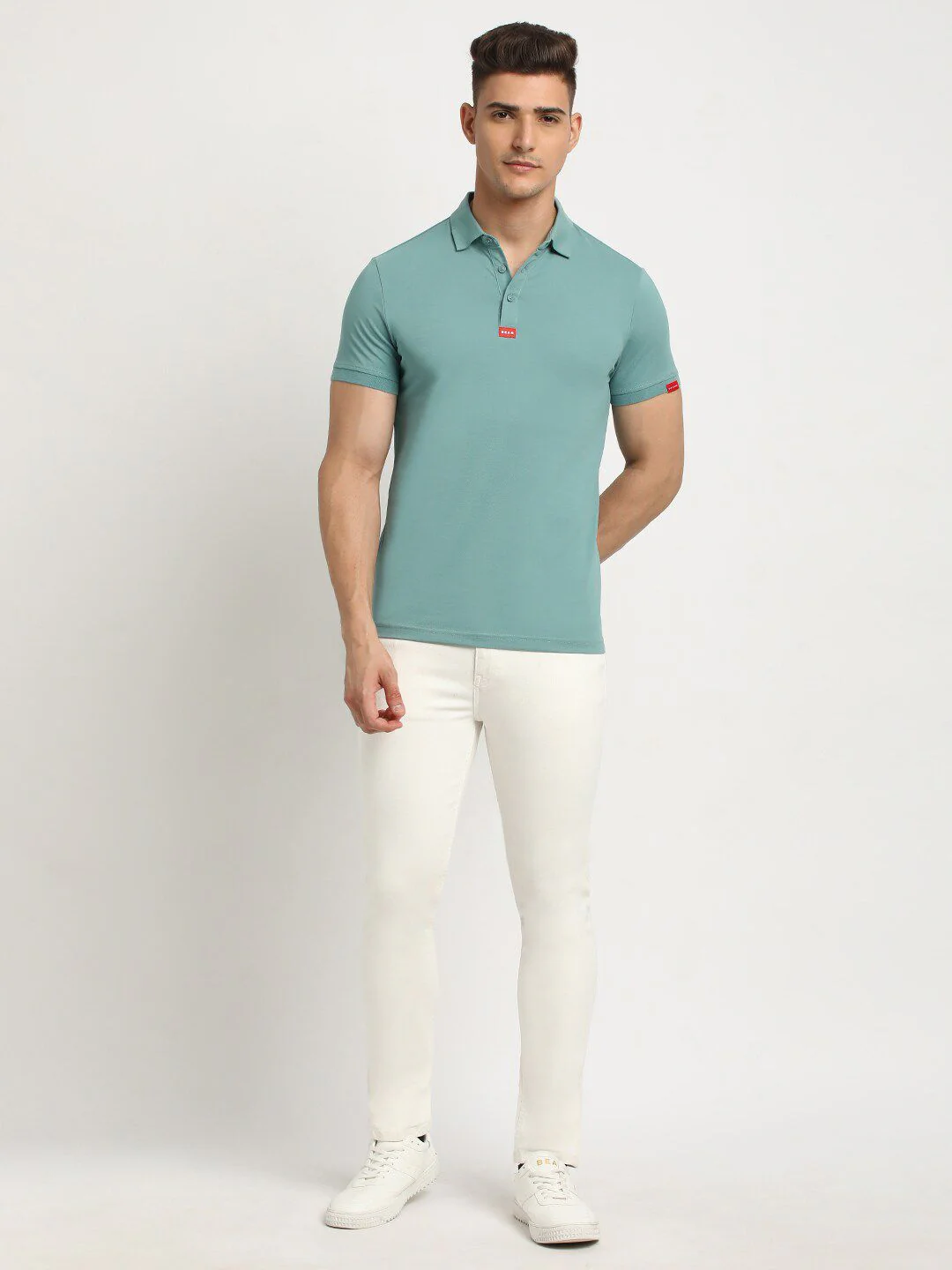 THE BEAR HOUSE Polo Collar Short Sleeves Slim Fit T-shirt - Image 6