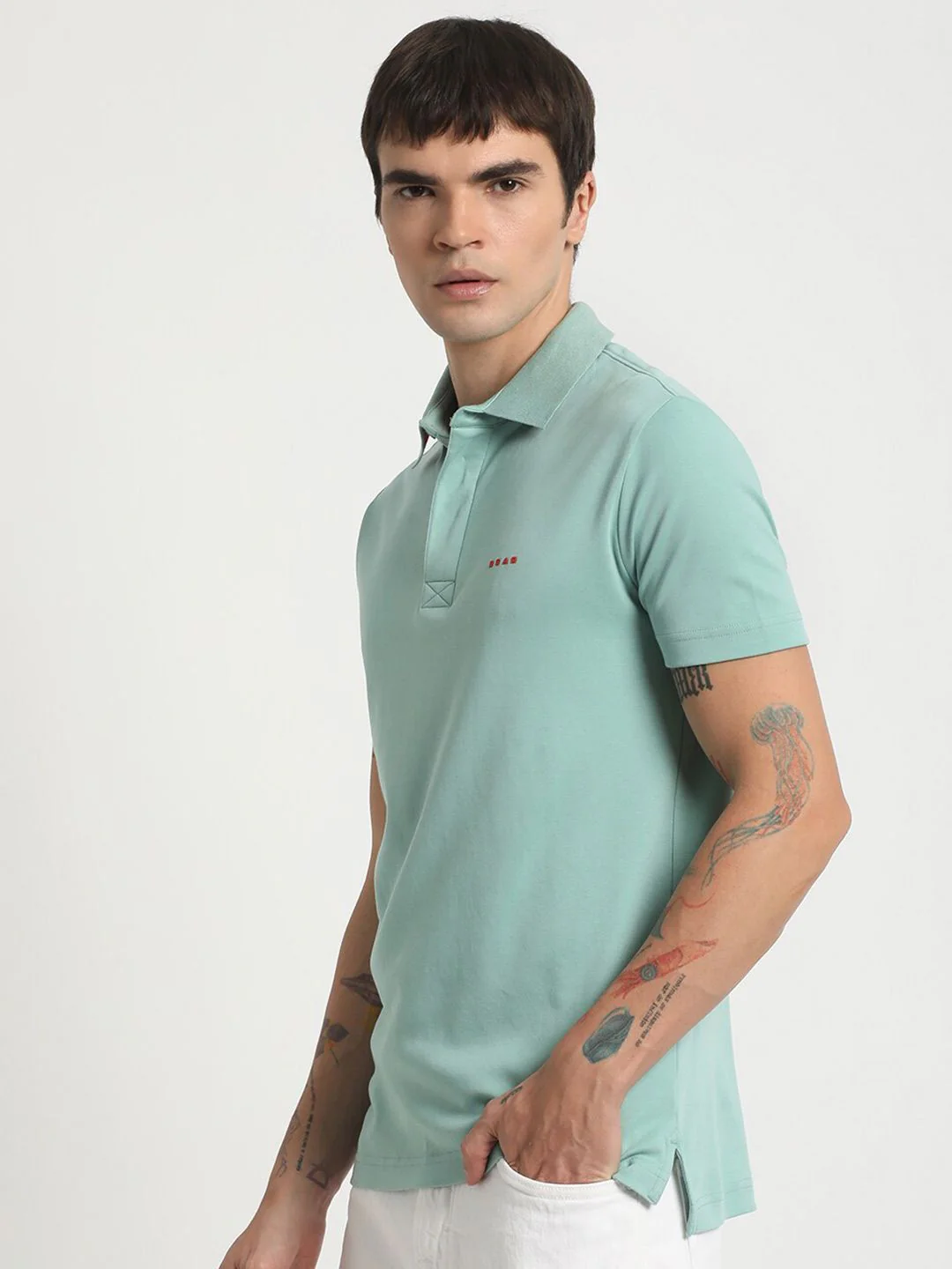 THE BEAR HOUSE Polo Collar Slim Fit Cotton T-shirt - Image 3