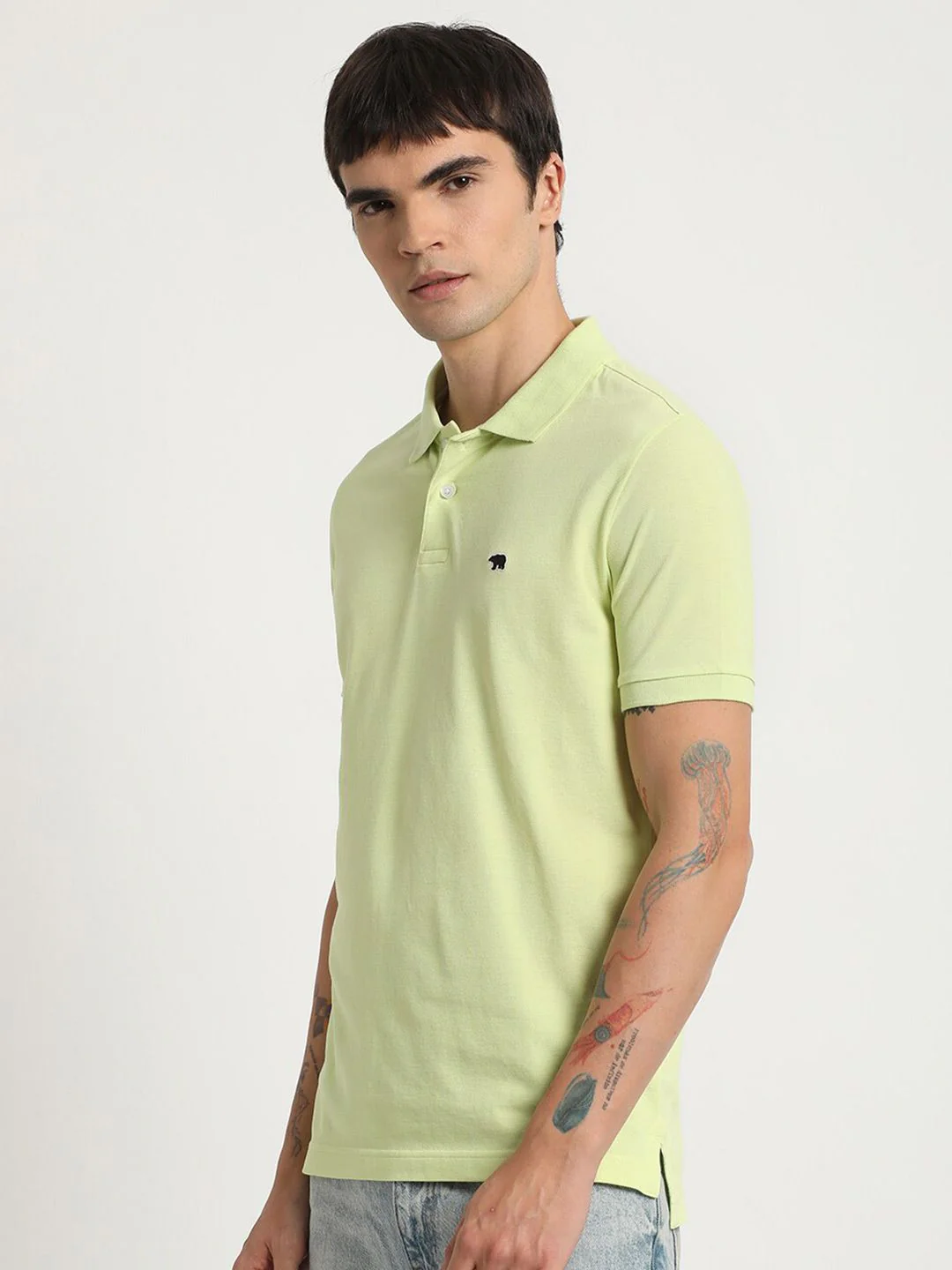 THE BEAR HOUSE Polo Collar Slim Fit Cotton T-shirt - Image 10