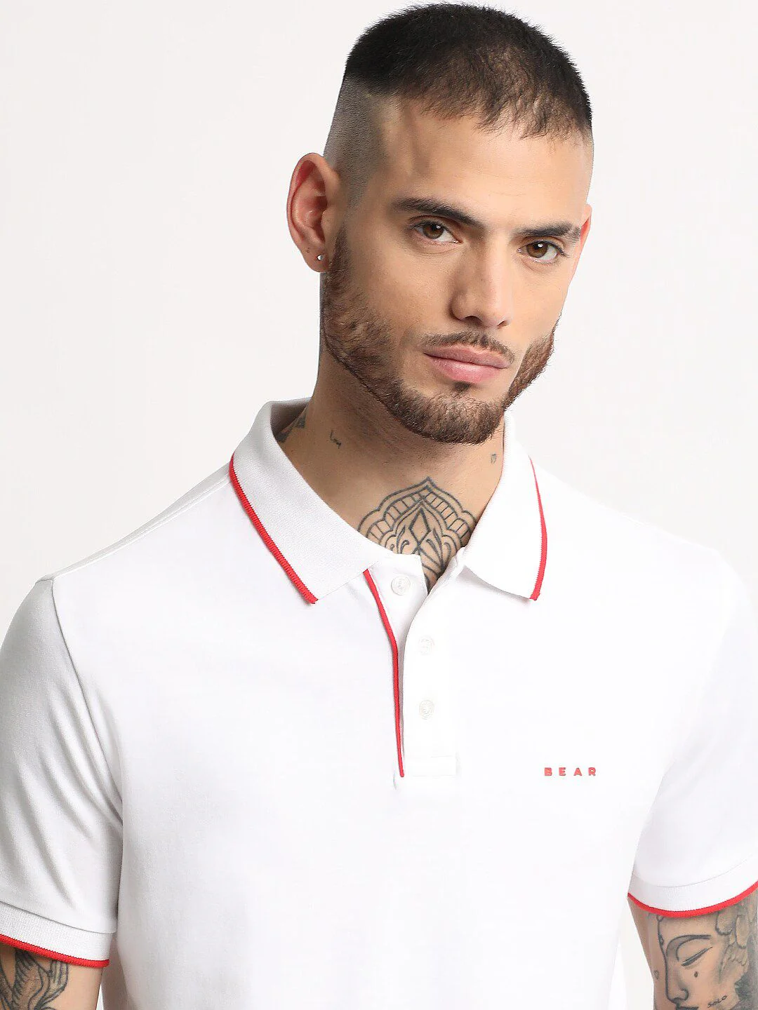 THE BEAR HOUSE Polo Collar Slim Fit Pure Cotton T-shirt - Image 3