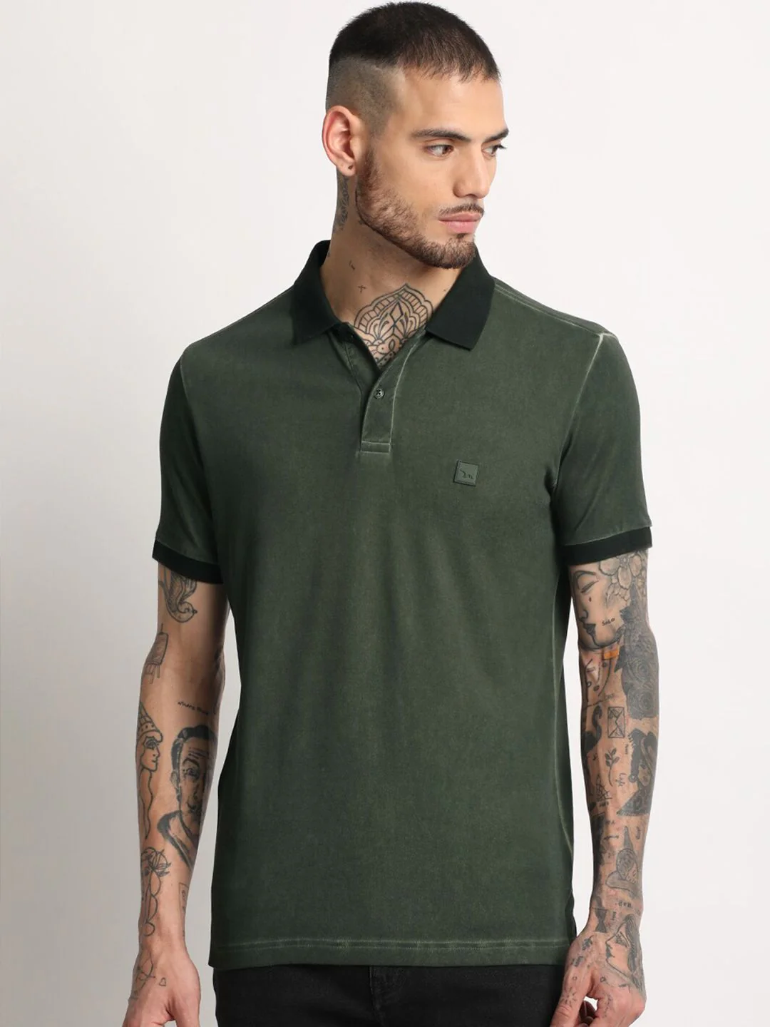 THE BEAR HOUSE Polo Collar Slim Fit Pure Cotton T-shirt - Image 2