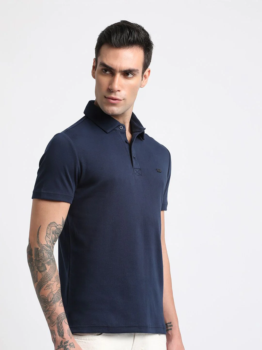 THE BEAR HOUSE Polo Collar Slim Fit Pure Cotton T-shirt - Image 3