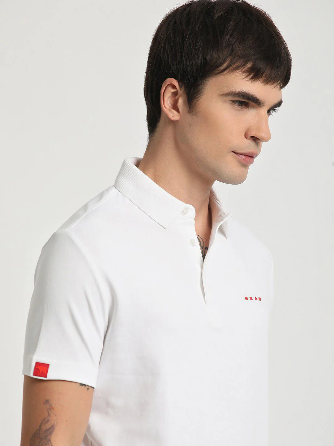 THE BEAR HOUSE Polo Collar Slim Fit Pure Cotton T-shirt - Image 2