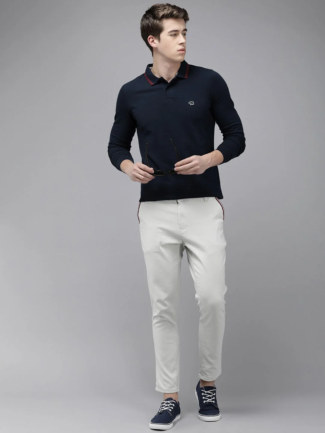 THE BEAR HOUSE Pure Cotton Polo Collar Applique Slim Fit T-shirt - Image 6