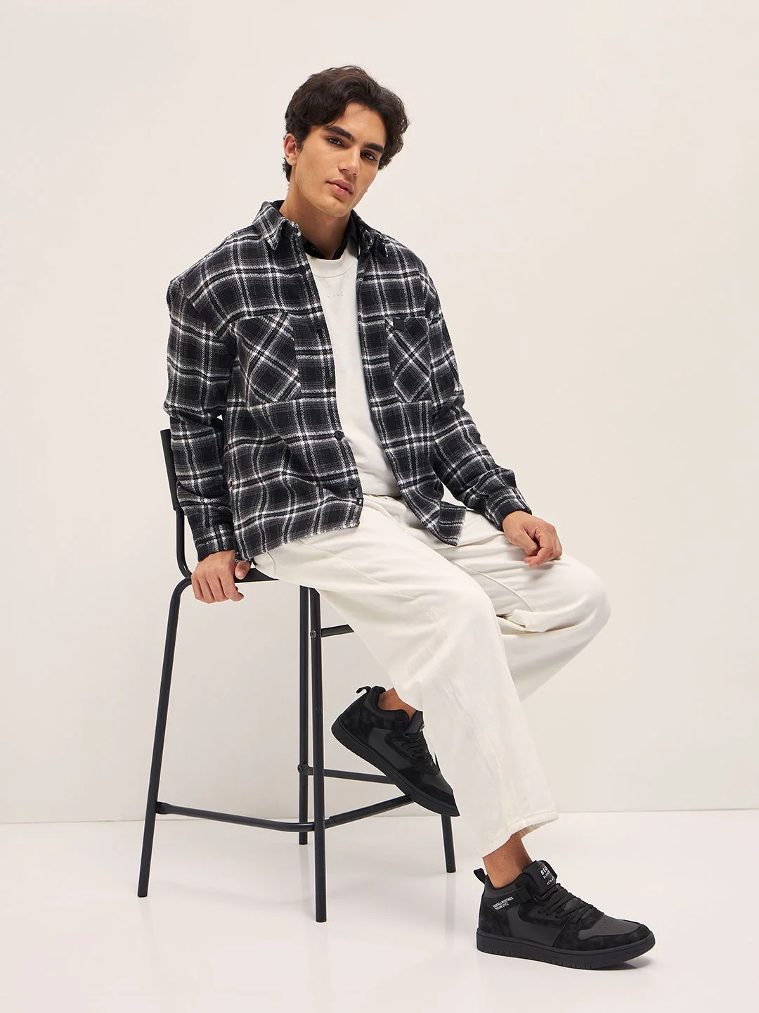 THE BEAR HOUSE Pure Cotton Spread Collar Tartan Checked Relaxed Fit Casual Shirt - Image 4