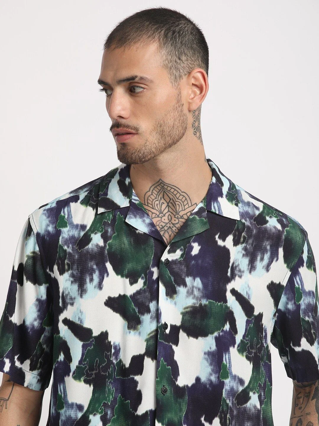 THE BEAR HOUSE Regular Fit Abstract Printed Cuban Collar Casual Shirt - Image 6
