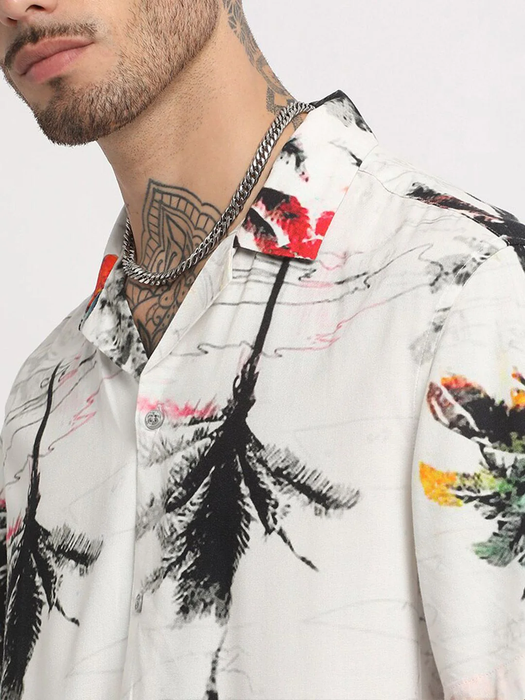 THE BEAR HOUSE Regular Fit Tropical Printed Cuban Collar Casual Shirt - Image 2