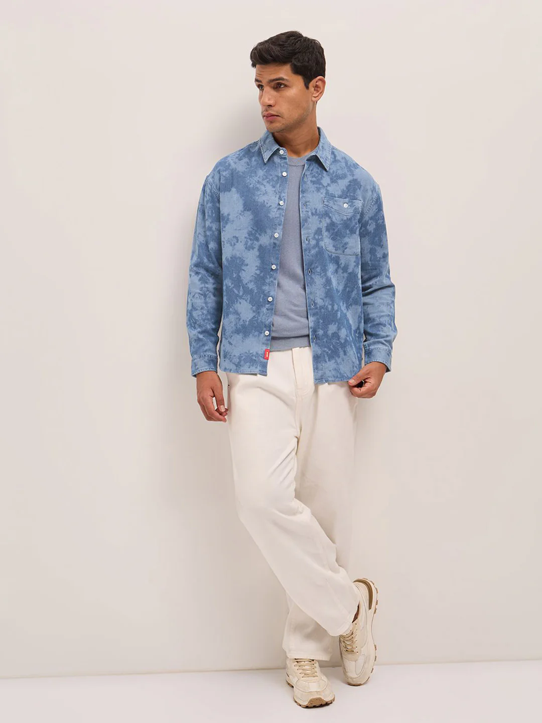 THE BEAR HOUSE Relaxed Fit Dyed Effect Casual Shirt - Image 6