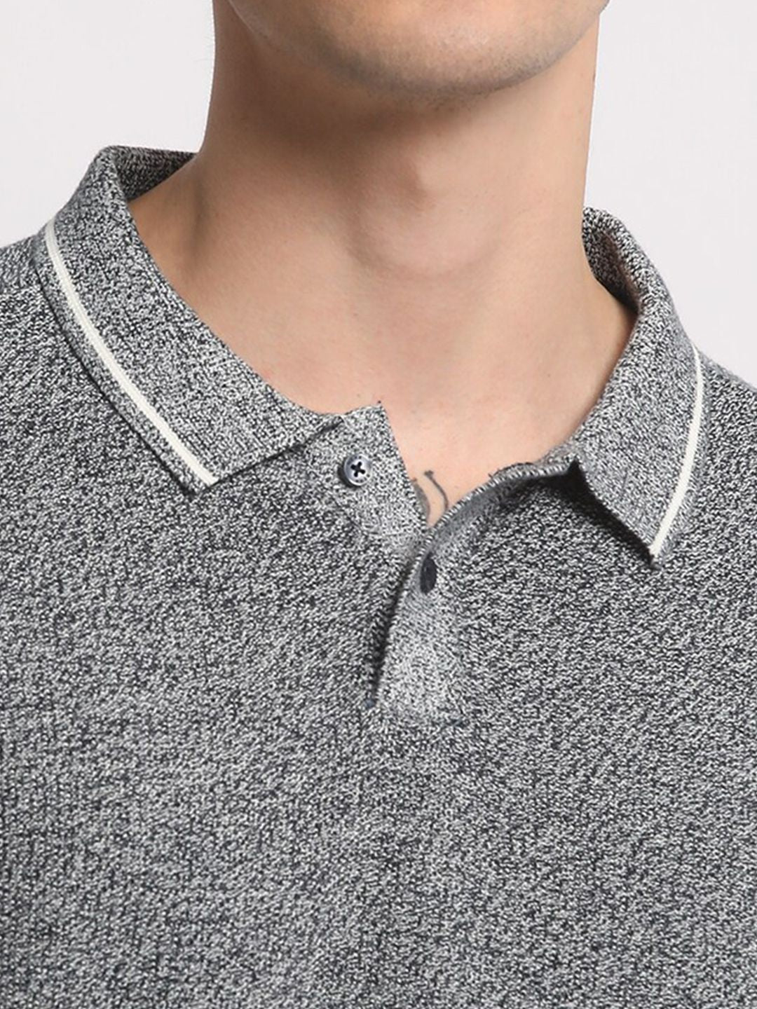 THE BEAR HOUSE Self Design Polo Collar Pure Cotton T-shirt - Image 2