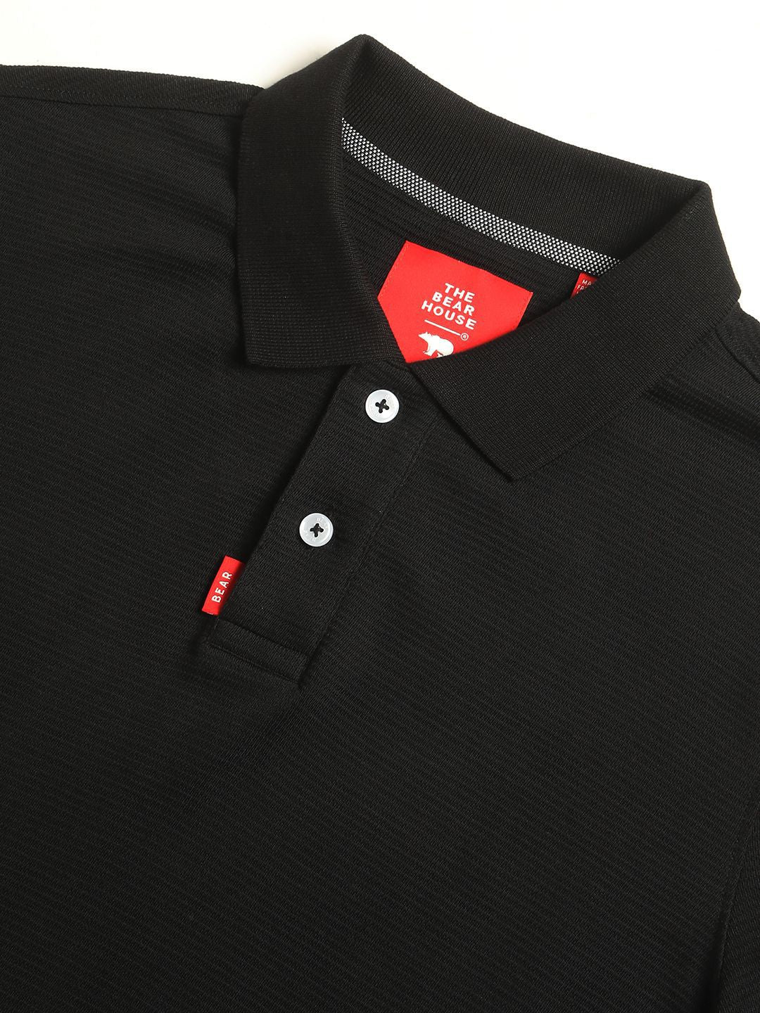 THE BEAR HOUSE Self Design Polo Collar Pure Cotton T-shirt - Image 3