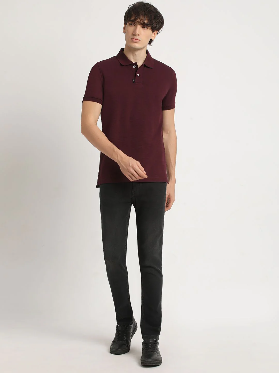 THE BEAR HOUSE Self Design Polo Collar Pure Cotton T-shirt - Image 6
