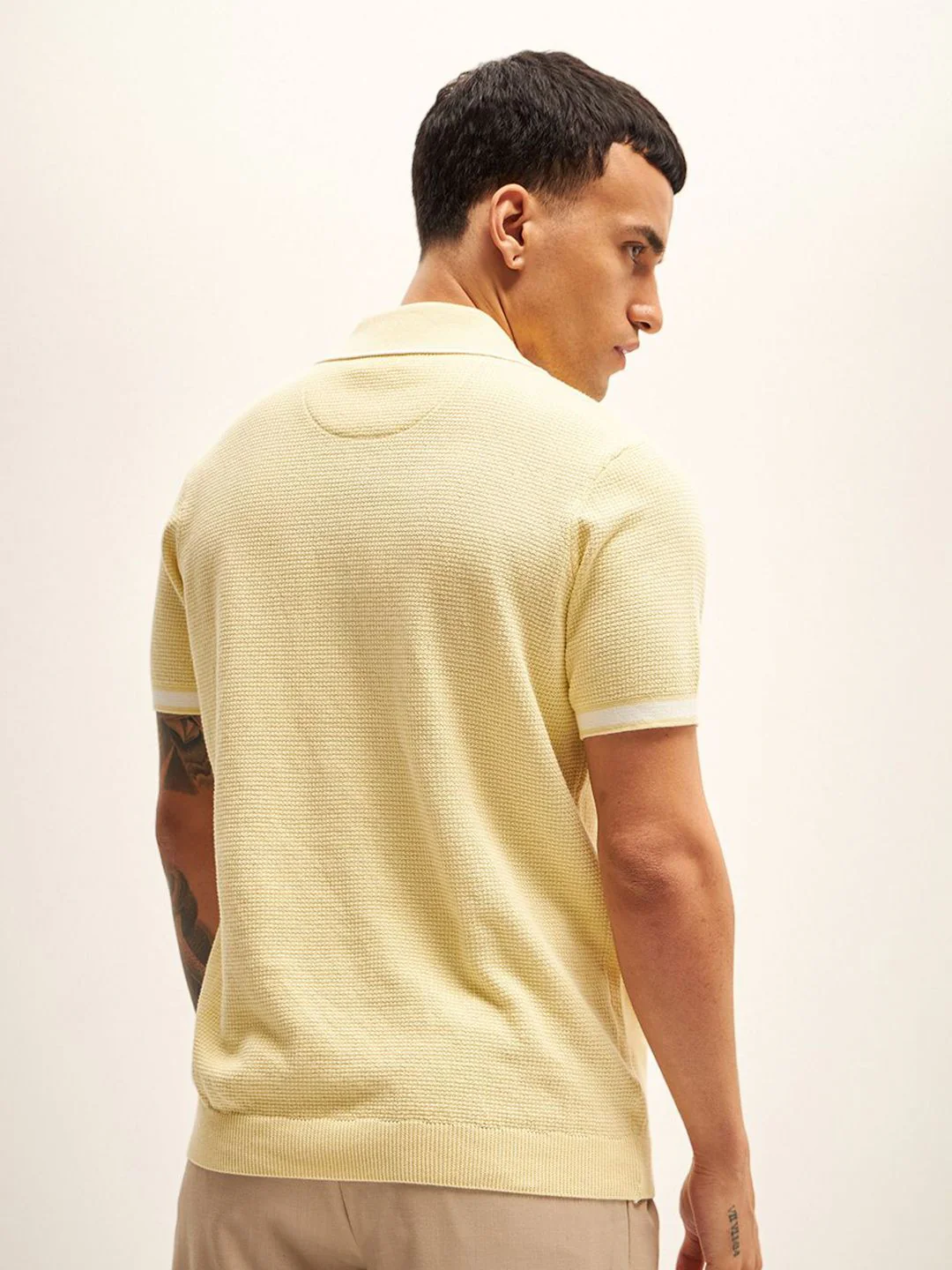 THE BEAR HOUSE Self Design Polo Collar T-Shirt - Image 5