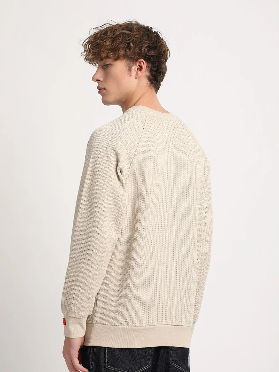 THE BEAR HOUSE Self Design Relaxed Fit Raglan Sleeves Sweatshirt - Image 5