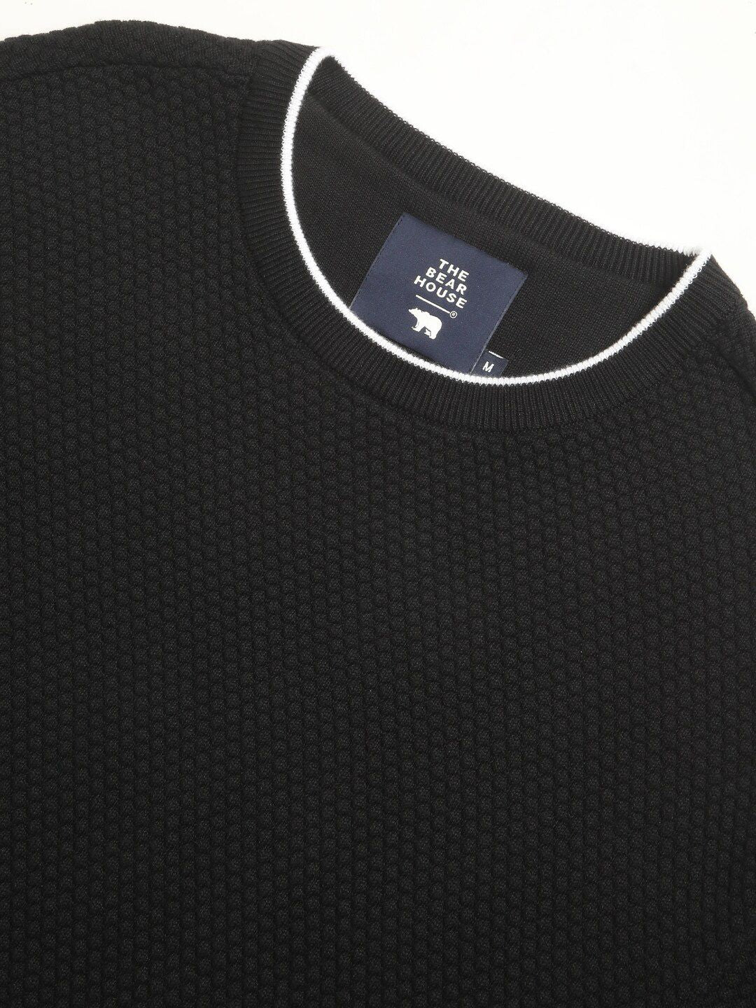 THE BEAR HOUSE Self Design Round Neck Drop-Shoulder Sleeves Cotton T-shirt - Image 7
