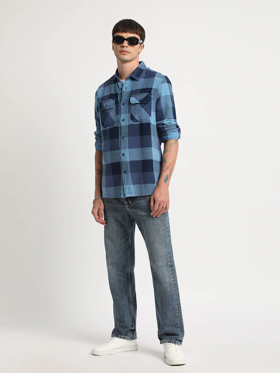 THE BEAR HOUSE Slim Fit Buffalo Checked Pure Cotton Casual Shirt - Image 5