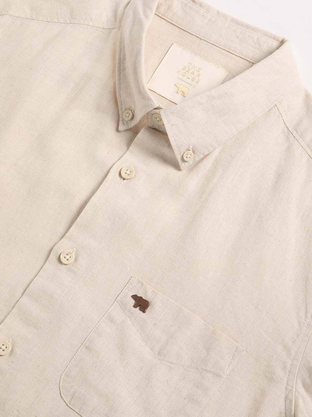 THE BEAR HOUSE Slim Fit Button Down Collar Chest Pocket Casual Shirt - Image 7