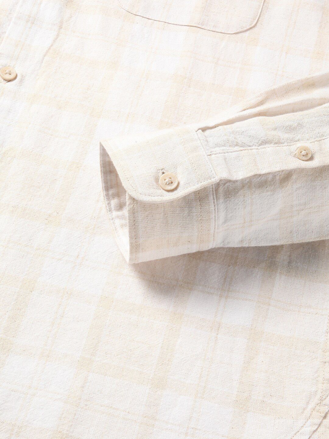 THE BEAR HOUSE Slim Fit Checked Cotton Linen Casual Shirt - Image 7