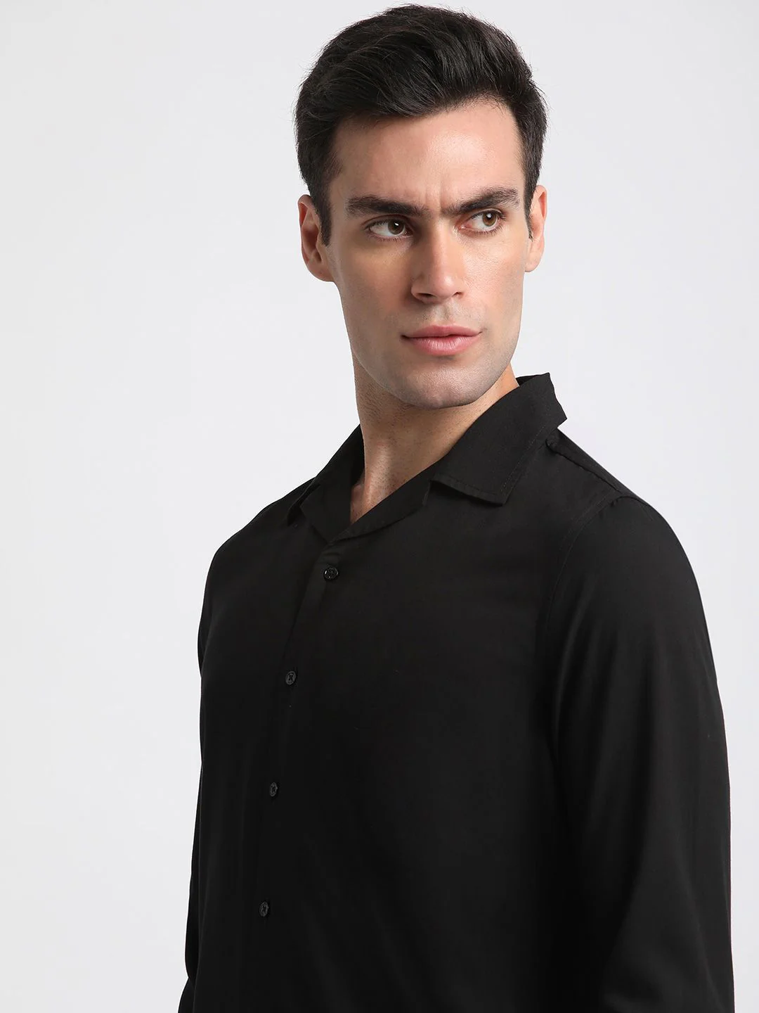 THE BEAR HOUSE Slim Fit Cuban Collar Long Sleeve Casual Shirt - Image 2