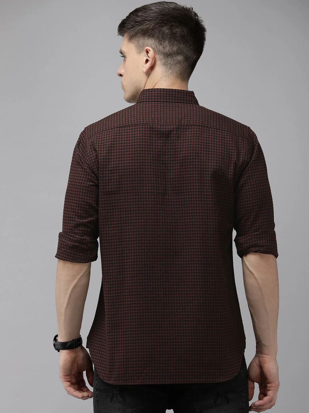 THE BEAR HOUSE Slim Fit Gingham Checks Opaque Casual Shirt - Image 6