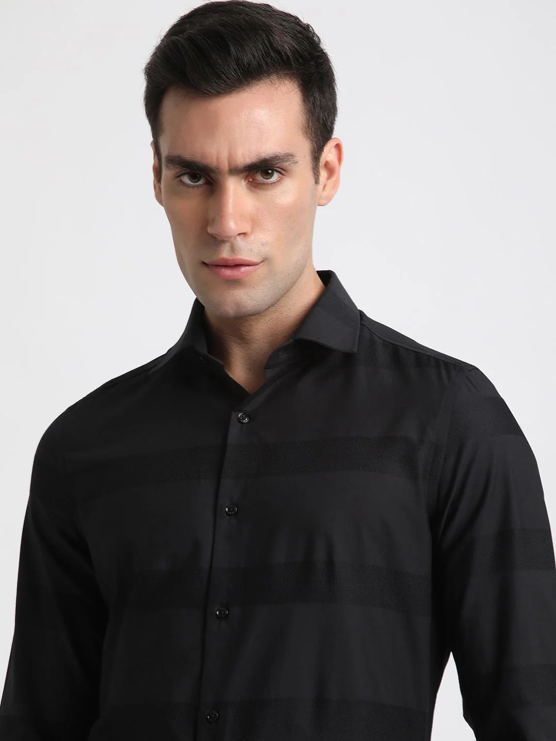 THE BEAR HOUSE Slim Fit Horizontal Stripes Pure Cotton Formal Shirt - Image 6