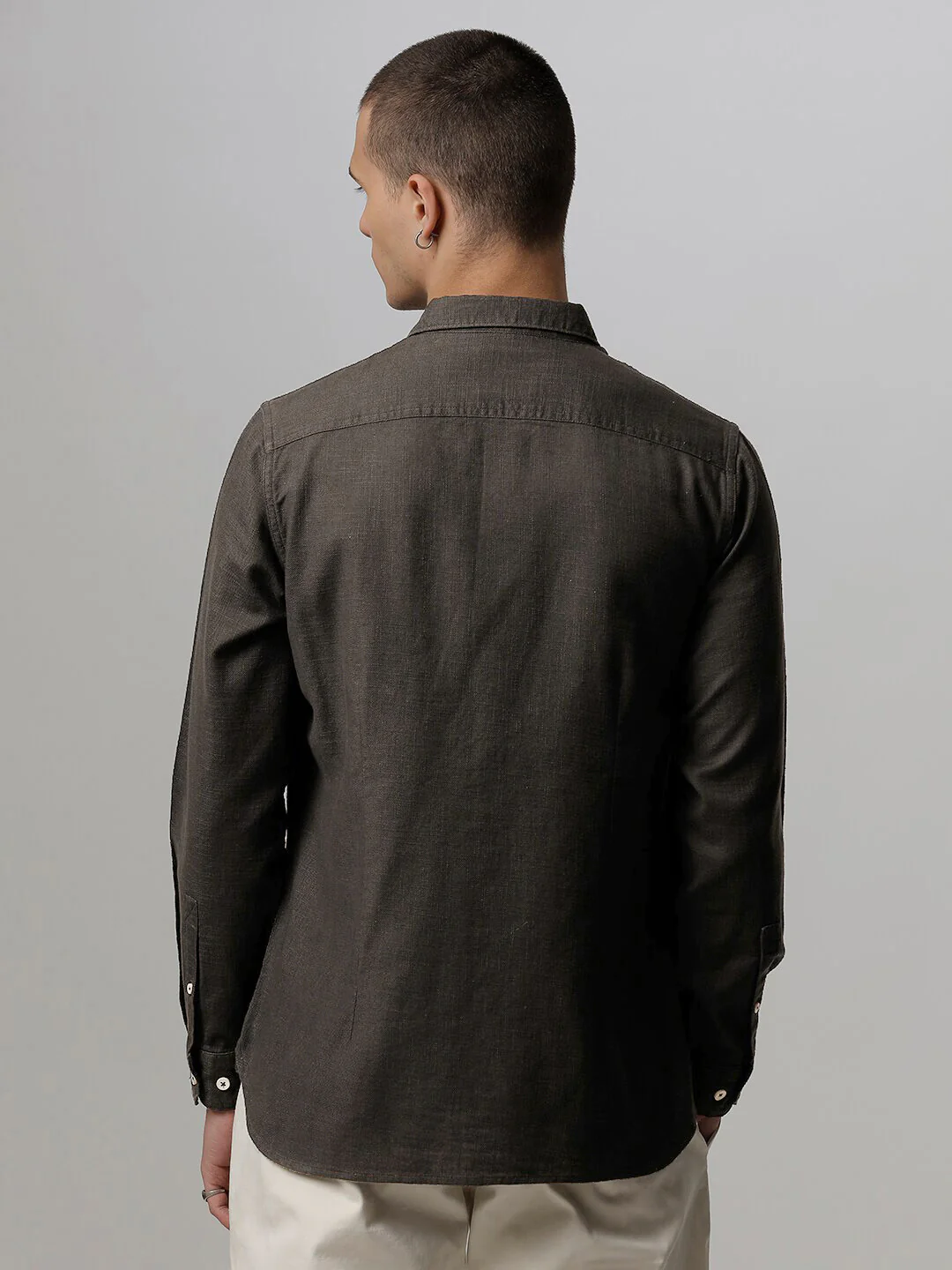 THE BEAR HOUSE Slim Fit Opaque Casual Pure Cotton Shirt - Image 4