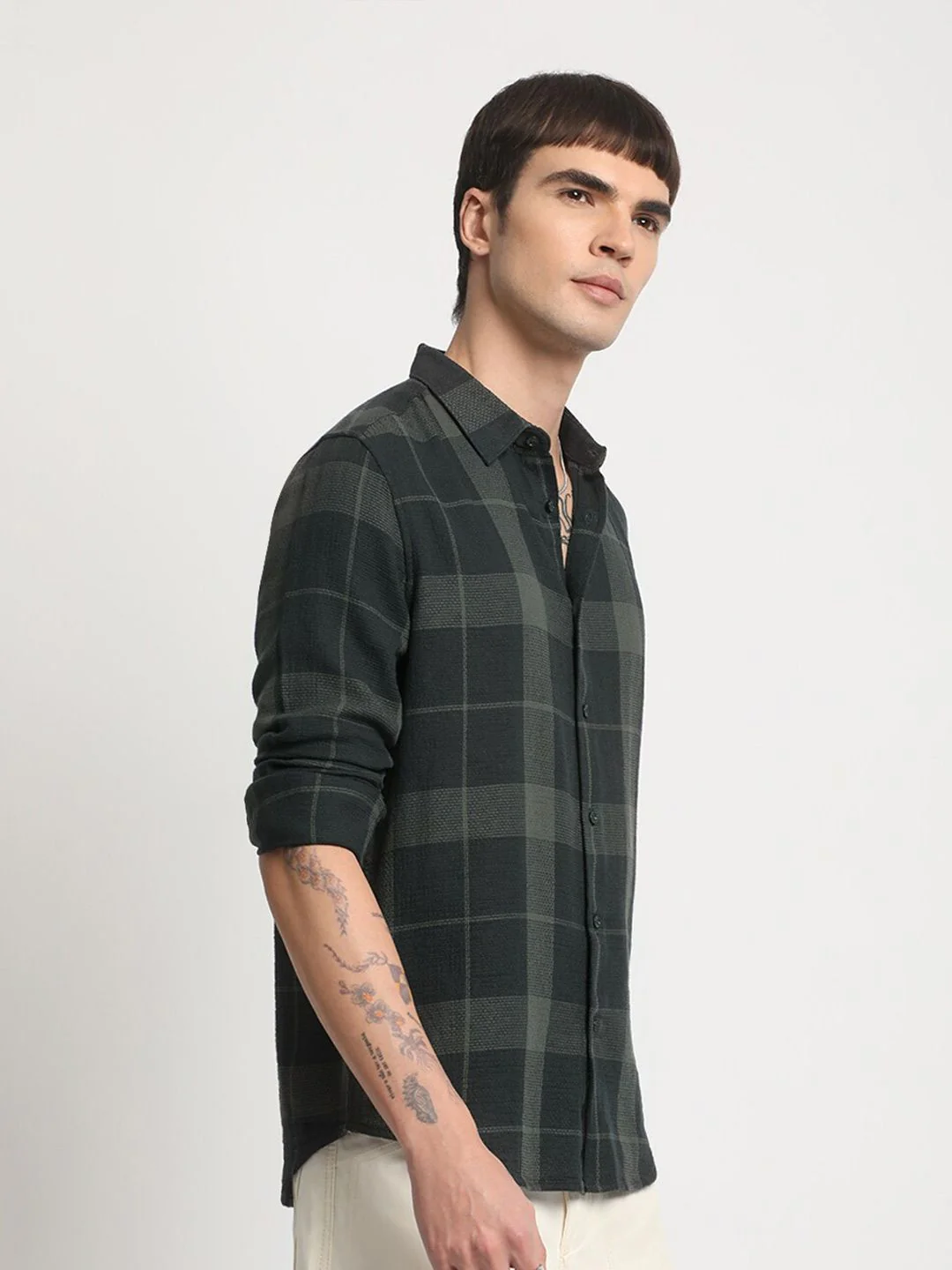 THE BEAR HOUSE Slim Fit Opaque Checked Cotton Casual Shirt - Image 3