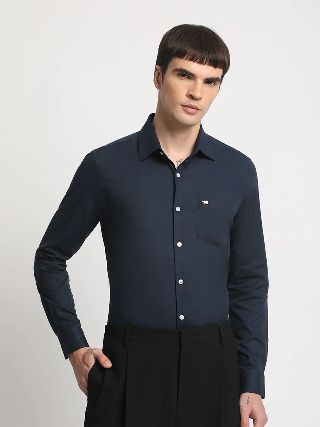 THE BEAR HOUSE Slim Fit Opaque Cotton Formal Shirt - Image 2