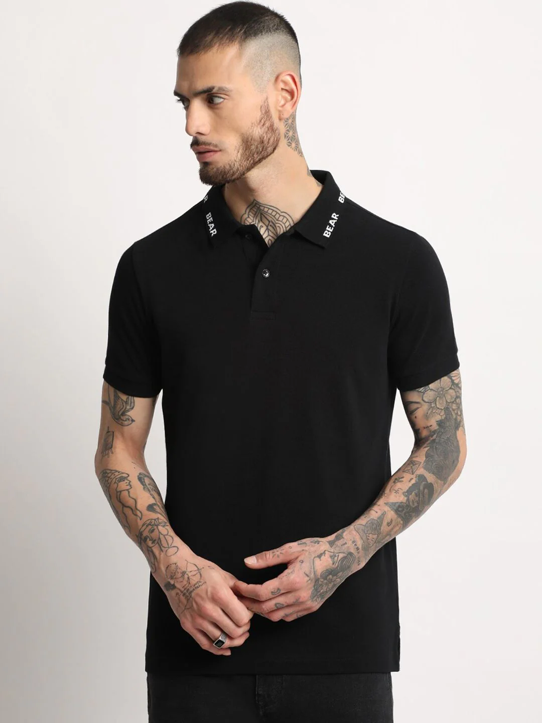 THE BEAR HOUSE Slim Fit Polo Collar Pure Cotton T-shirt - Image 2