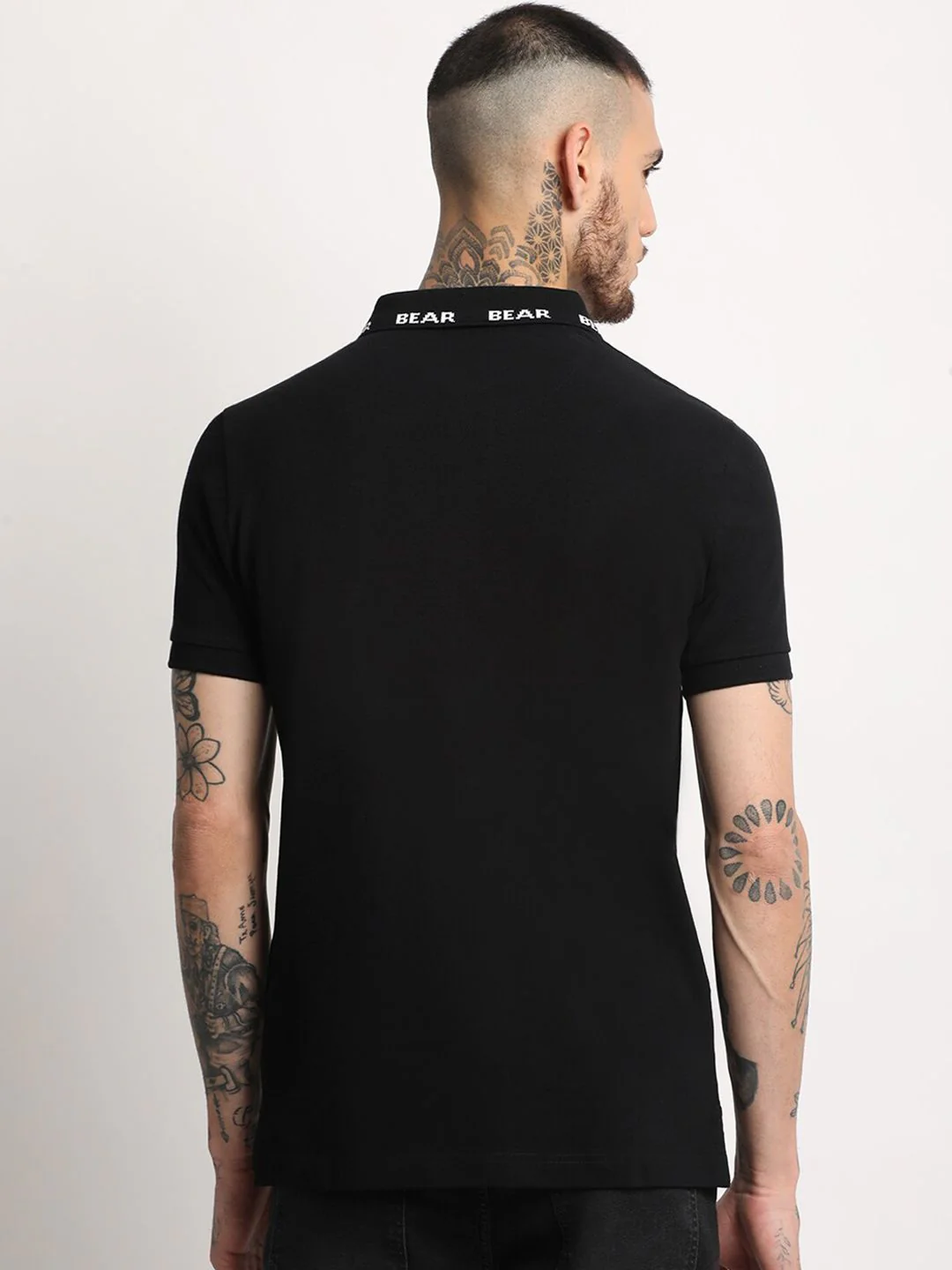 THE BEAR HOUSE Slim Fit Polo Collar Pure Cotton T-shirt - Image 4