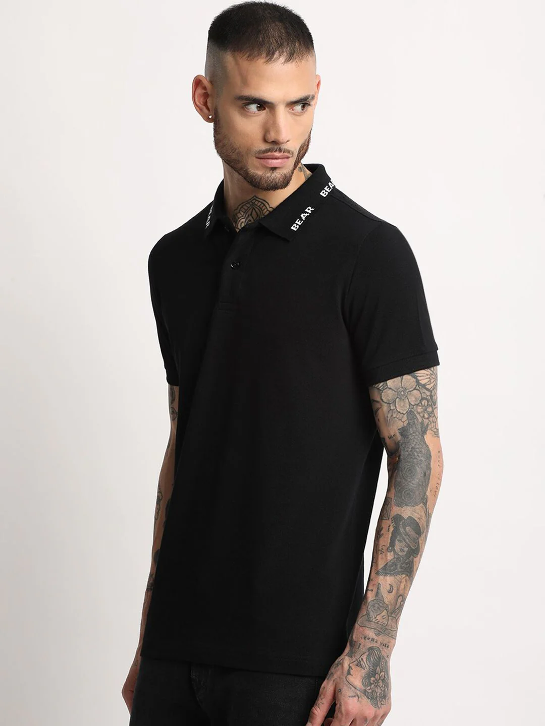 THE BEAR HOUSE Slim Fit Polo Collar Pure Cotton T-shirt - Image 5