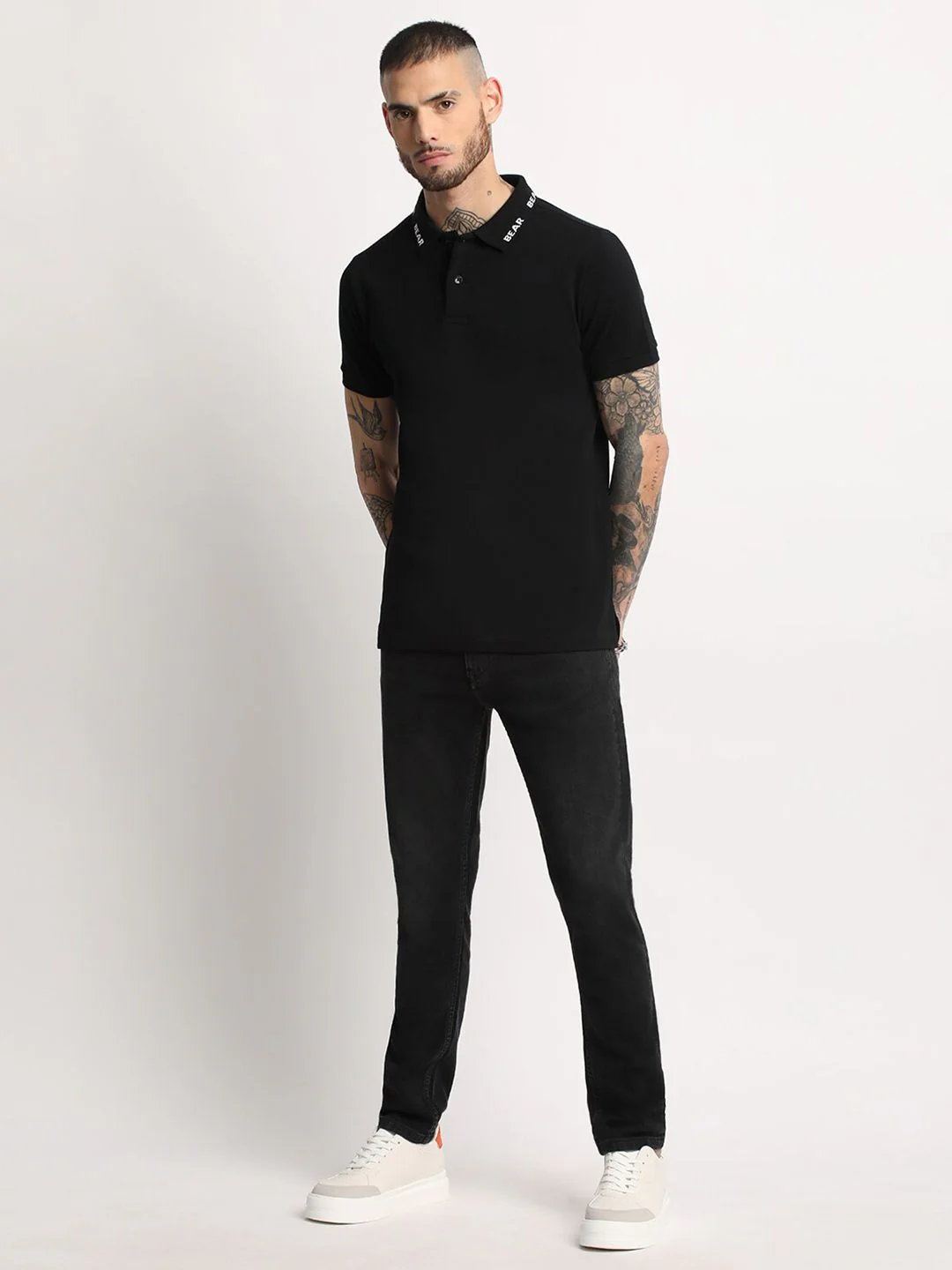 THE BEAR HOUSE Slim Fit Polo Collar Pure Cotton T-shirt - Image 6