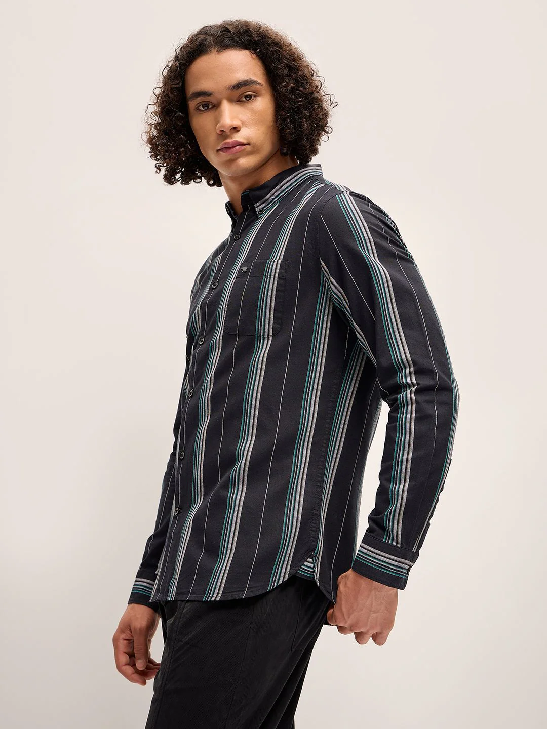 THE BEAR HOUSE Slim Fit Striped Pure Cotton Casual Shirt - Image 3