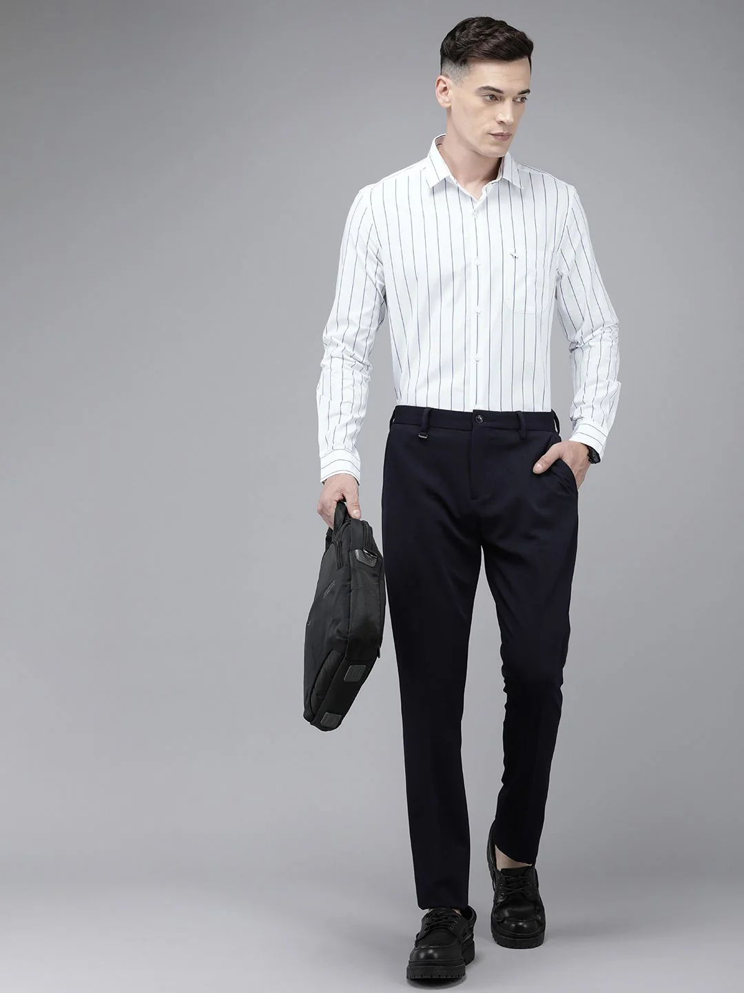 THE BEAR HOUSE Slim Fit Striped Pure Cotton Shirt - Image 7