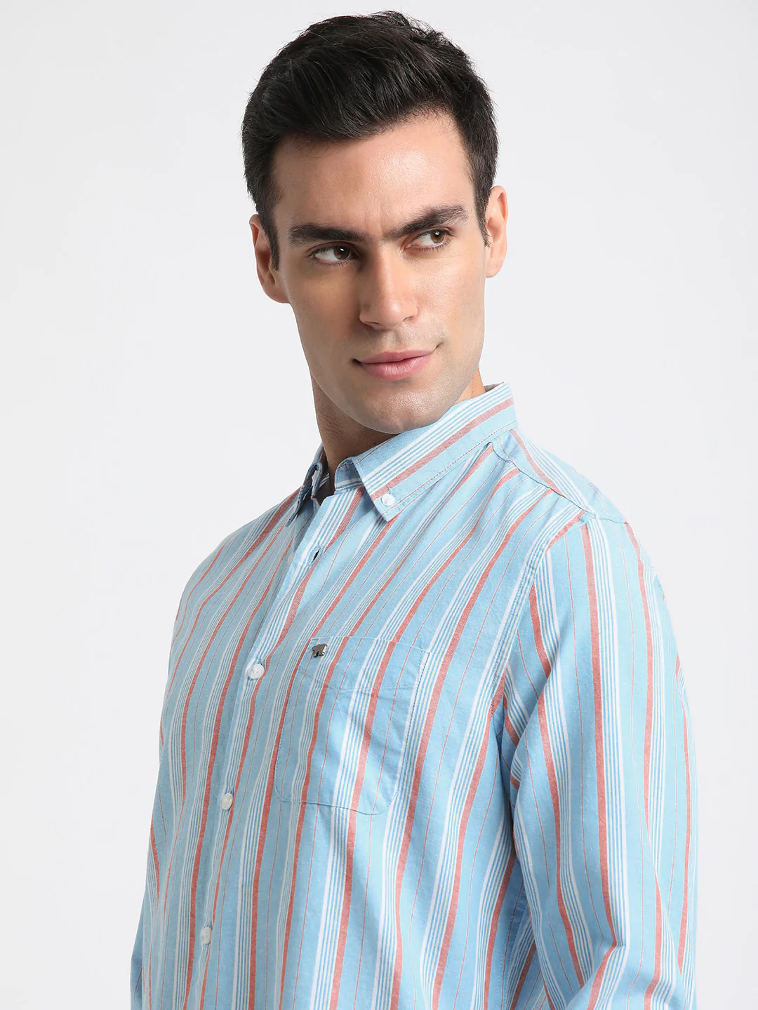 THE BEAR HOUSE Slim Fit Striped Spread Collar Cotton Casual Shirt - Image 2