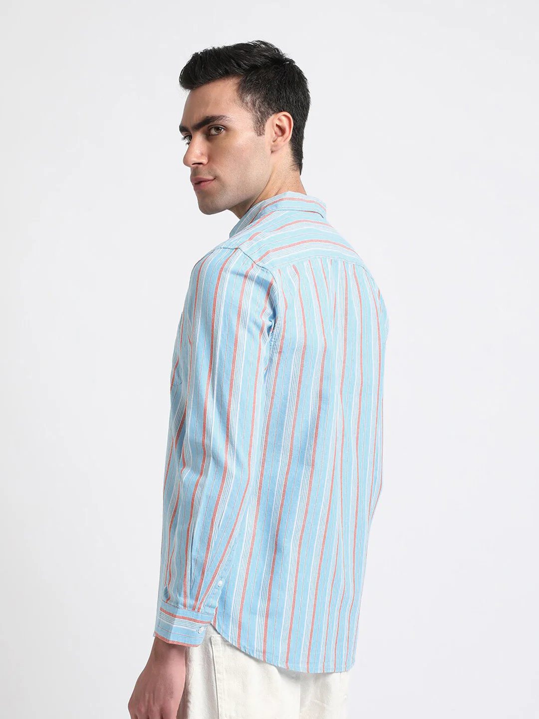 THE BEAR HOUSE Slim Fit Striped Spread Collar Cotton Casual Shirt - Image 4