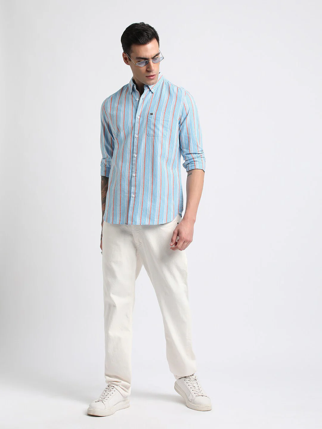 THE BEAR HOUSE Slim Fit Striped Spread Collar Cotton Casual Shirt - Image 5