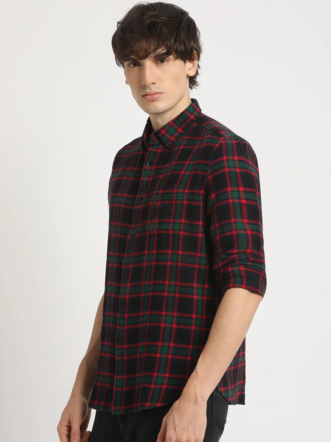 THE BEAR HOUSE Slim Fit Tartan Checked Button Down Collar Pure Cotton Casual Shirt - Image 5