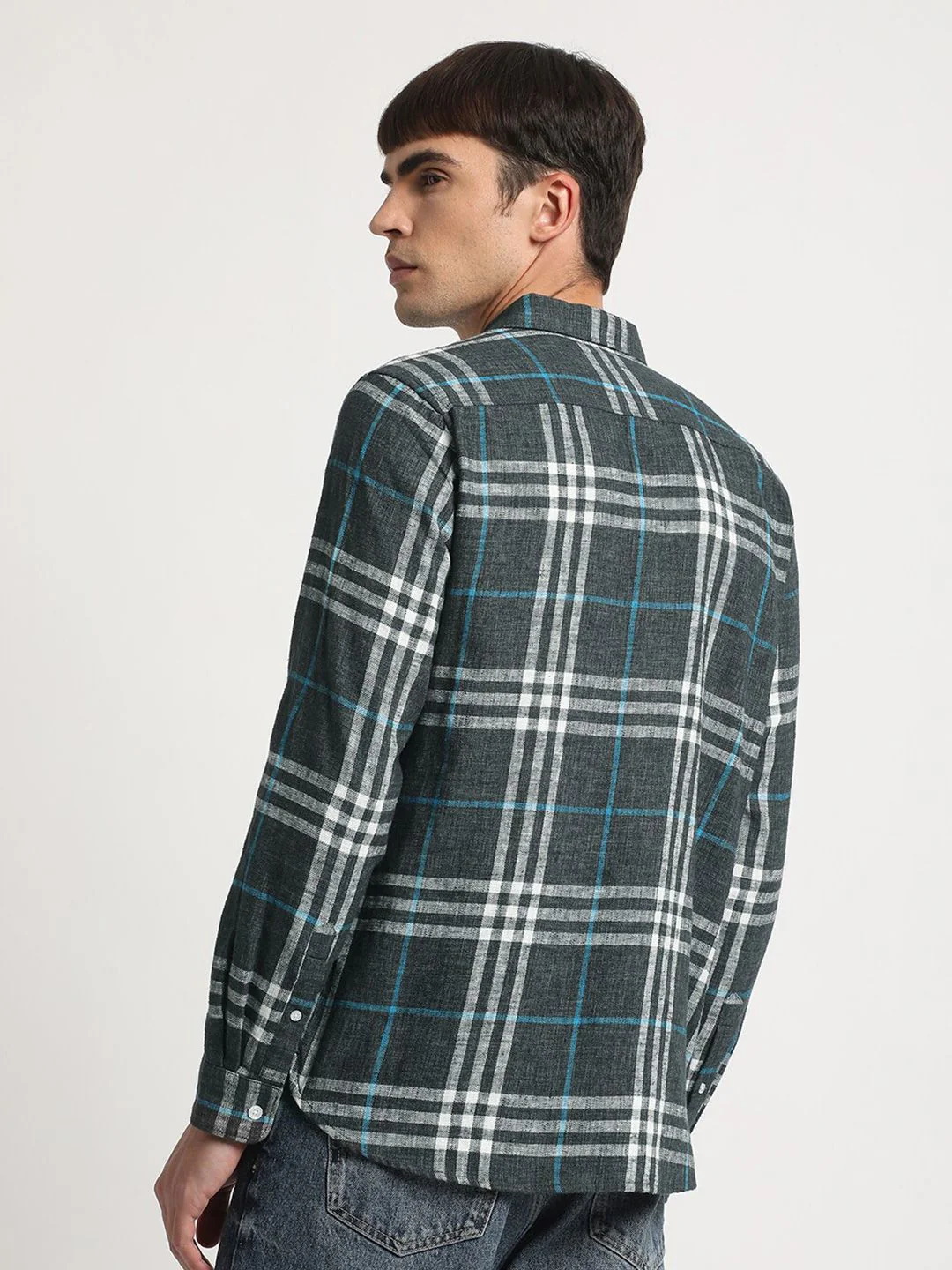 THE BEAR HOUSE Slim Fit Tartan Checked Button Down Collar Twill Casual Shirt - Image 6