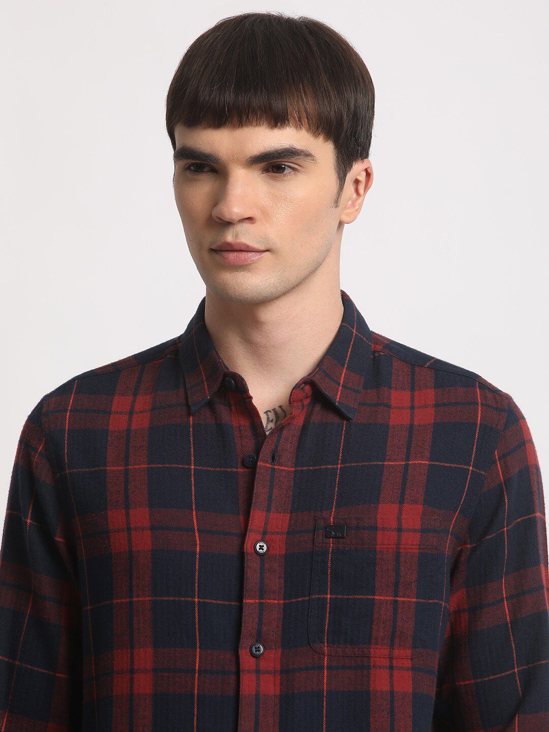 THE BEAR HOUSE Slim Fit Tartan Checked Cotton Casual Shirt - Image 2