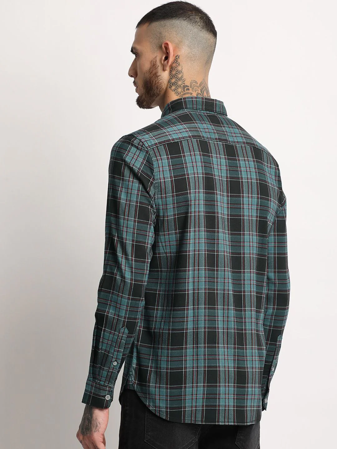THE BEAR HOUSE Slim Fit Tartan Checks Opaque Checked Casual Shirt - Image 4