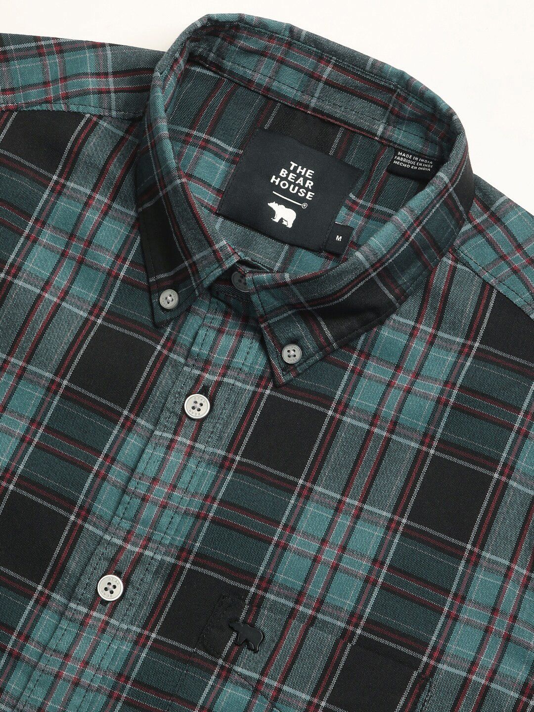 THE BEAR HOUSE Slim Fit Tartan Checks Opaque Checked Casual Shirt - Image 7