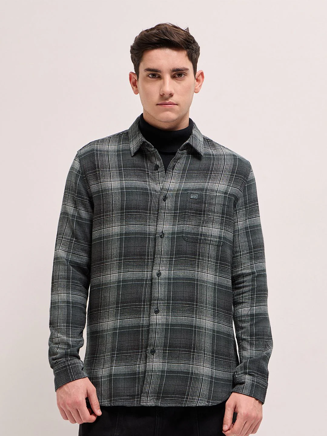 THE BEAR HOUSE Slim Fit Tartan Checks Pure Cotton Casual Shirt - Image 2